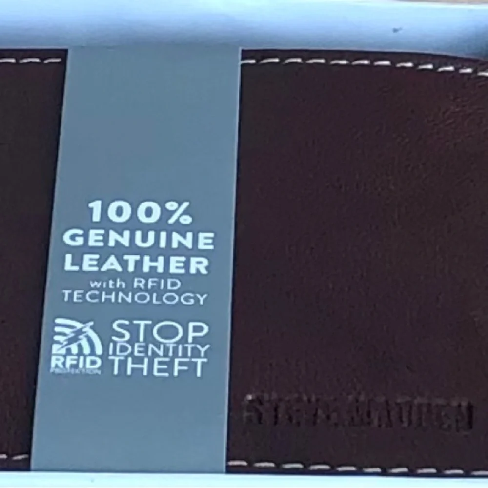 New Steve Madden Genuine Leather Wallet Dark Brown Mens One Size.